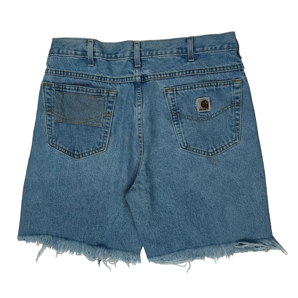 Cut Off Carhartt Baggy Denim Shorts - 33W 9L Blue Cotton