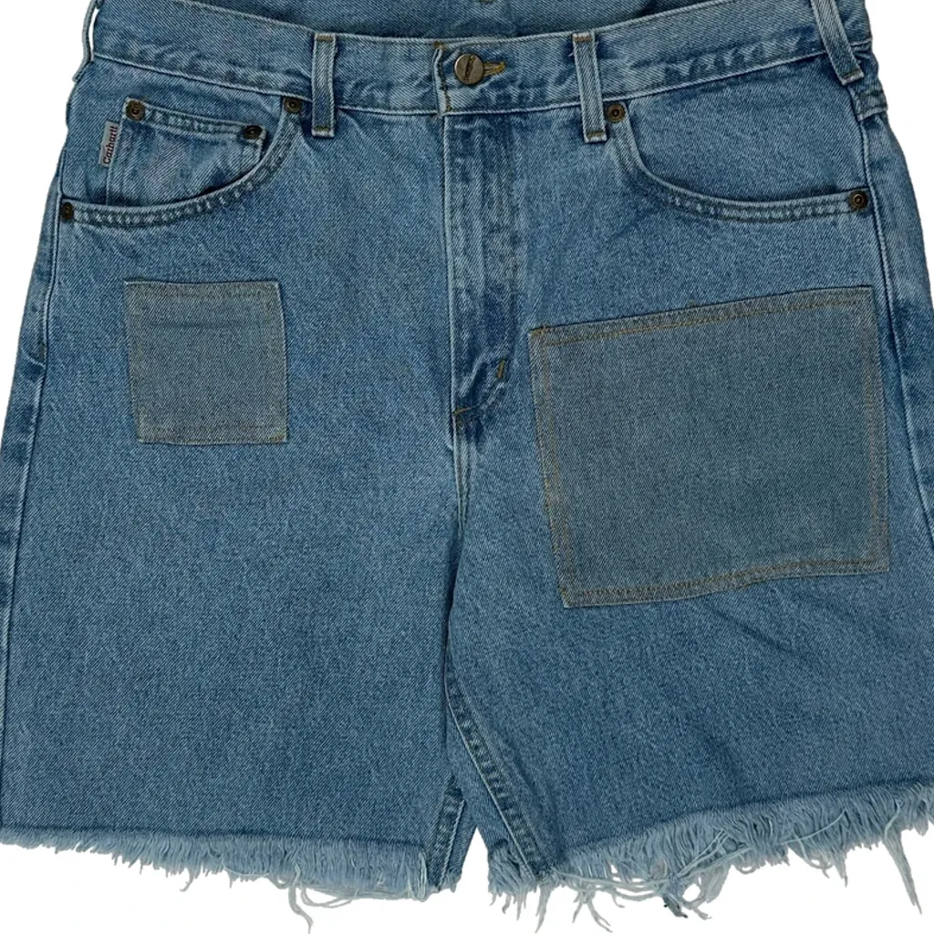 Cut Off Carhartt Baggy Denim Shorts - 33W 9L Blue Cotton - Image 11