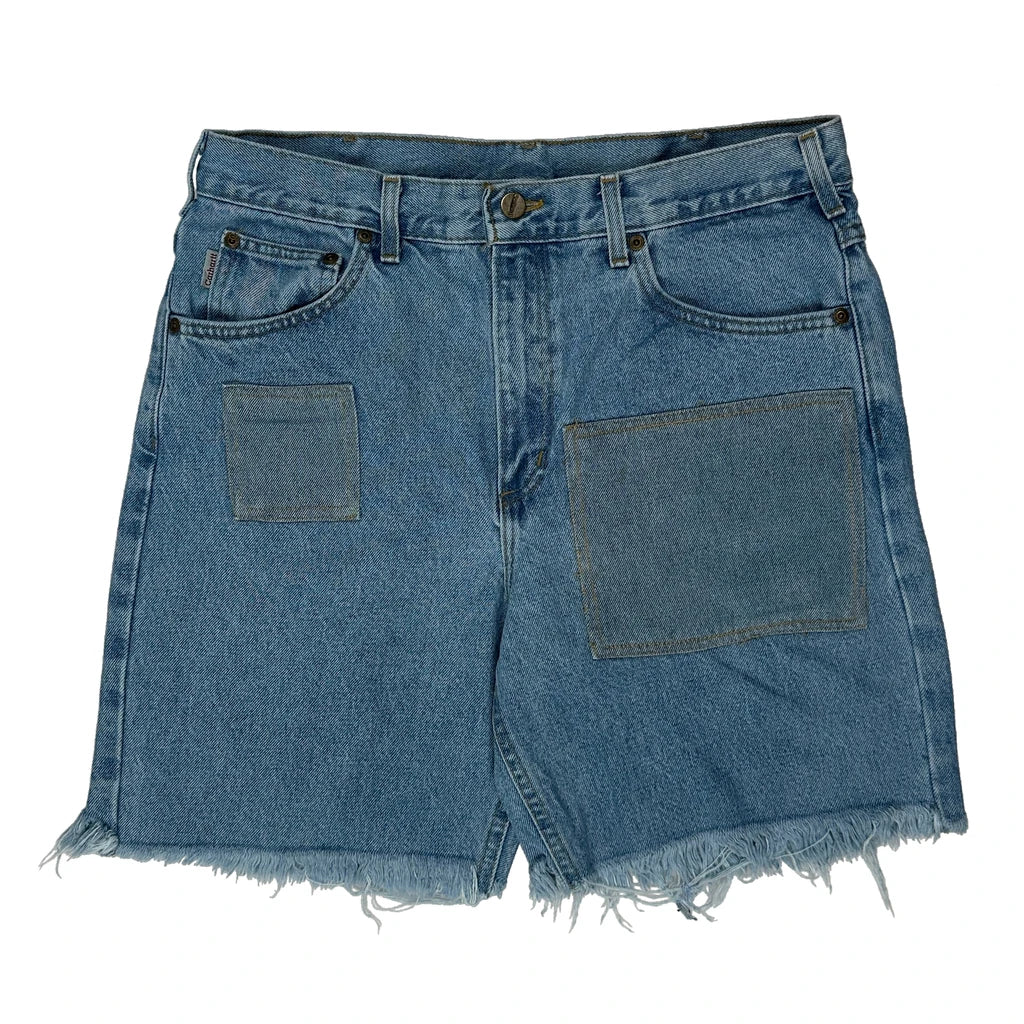 Cut Off Carhartt Baggy Denim Shorts - 33W 9L Blue Cotton - Image 2