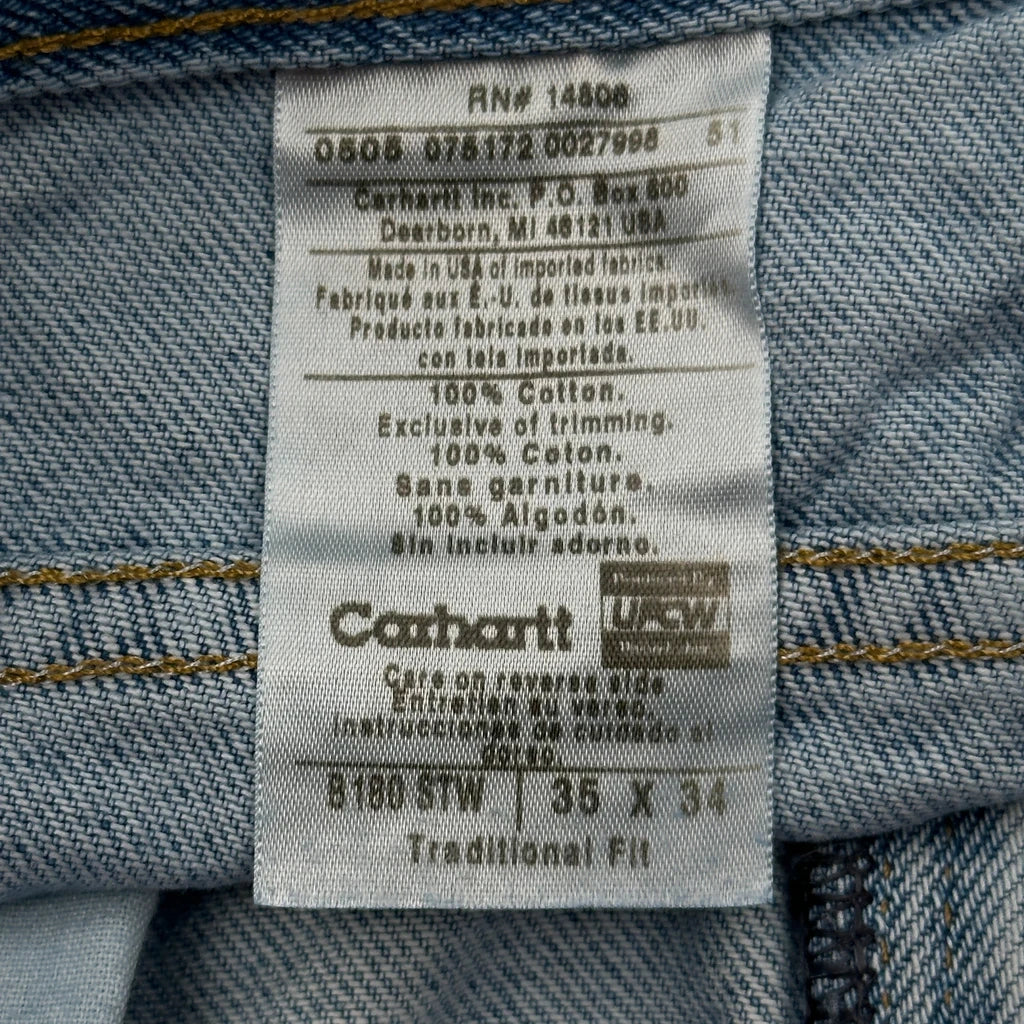 Cut Off Carhartt Baggy Denim Shorts - 33W 9L Blue Cotton - Image 6