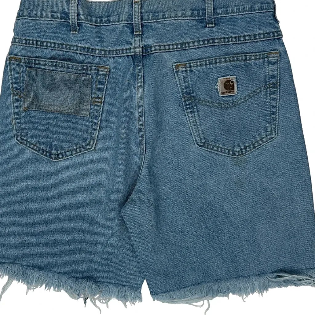 Cut Off Carhartt Baggy Denim Shorts - 33W 9L Blue Cotton - Image 8