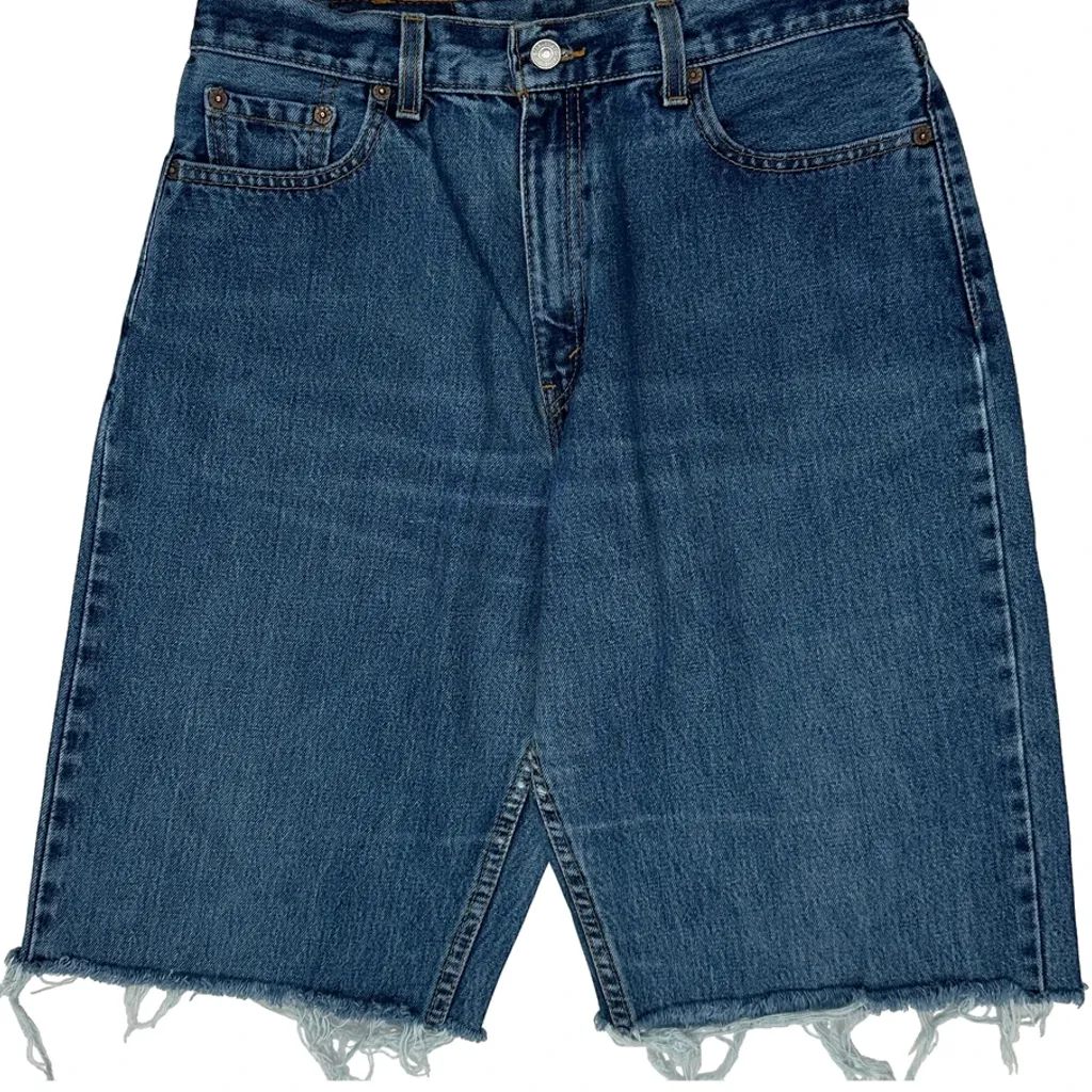 Cut Off Levis Denim Shorts - 30W 10L Blue Denim - Image 8