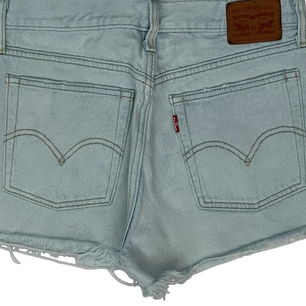 Cut Off Levis Mini Denim Shorts - 29W UK 8 Light Wash Cotton - Image 7