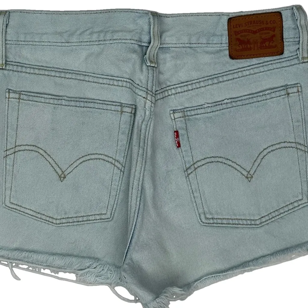 Cut Off Levis Mini Denim Shorts - 29W UK 8 Light Wash Cotton - Image 8