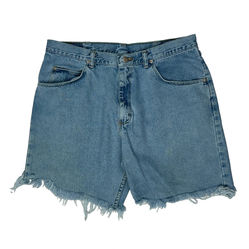Cut Off Wrangler Denim Shorts - 34W UK 14 Light Wash Denim - Image 2