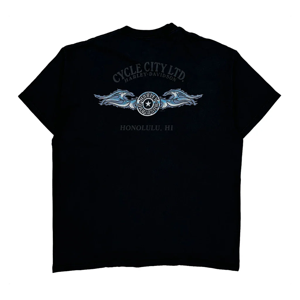 Cycle City Ltd Harley Davidson Graphic T-Shirt - XL Black Cotton - Image 2