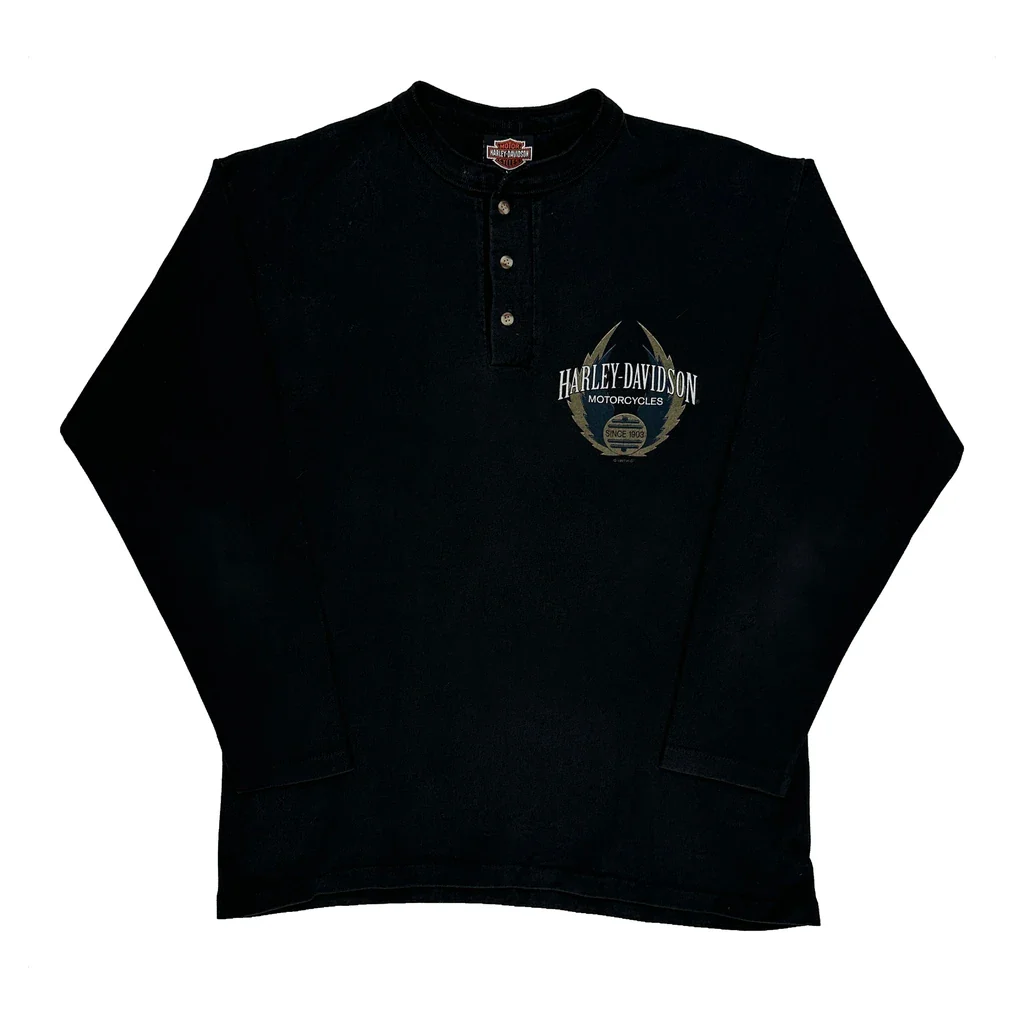 Cycle-Craft Co. Harley Davidson Graphic Long Sleeve T-Shirt - Medium Black Cotton