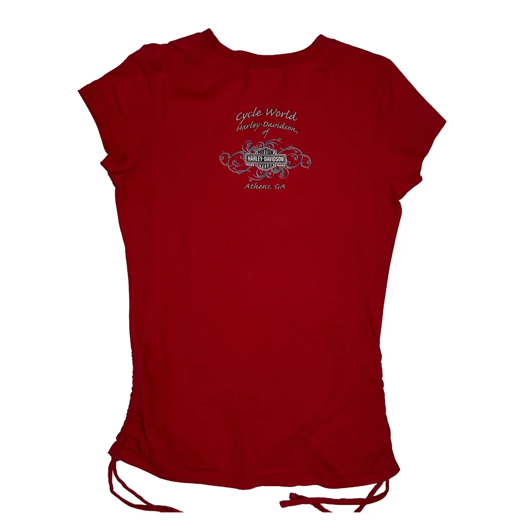 Cycle World Harley Davidson Studded T-Shirt - Large Red Cotton - Image 2