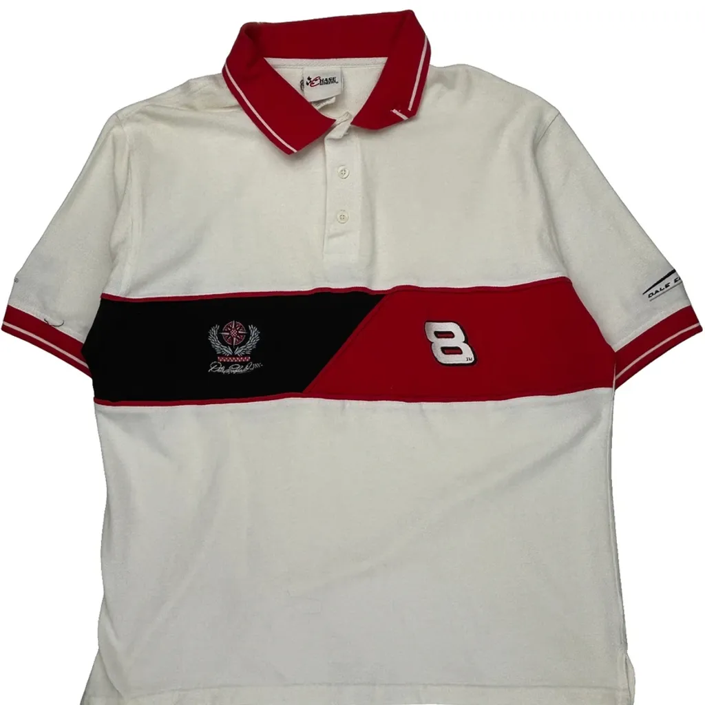 Dale Earnhardt Inc. Chase Authentics Striped Polo Shirt - XL White Cotton - Image 5