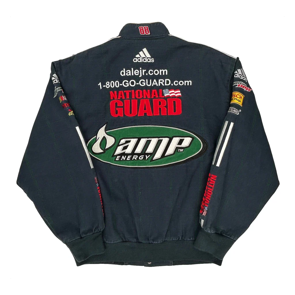 Dale Earnhardt Jr. National Guard Adidas Nascar Bomber Jacket - Medium Black Cotton - Image 2