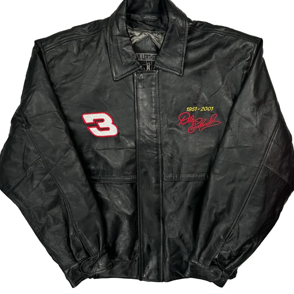 Dale Earnhardt Nascar Leather Jacket - XL Black Leather - Image 4