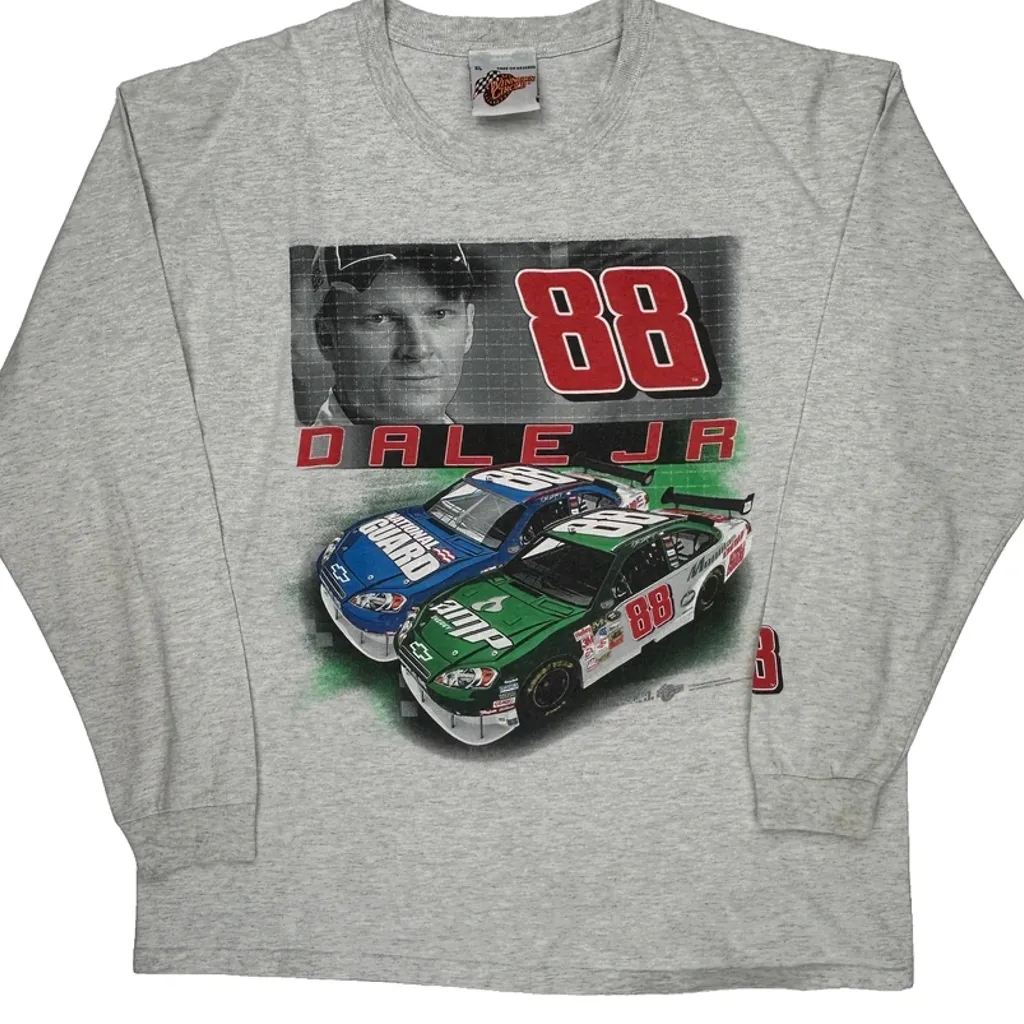 Dale Jr Winners Circle Nascar Long Sleeve T-Shirt - XL Gray Cotton - Image 4