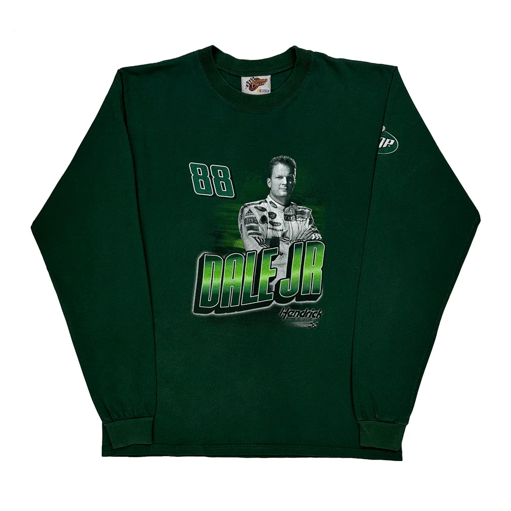 Dale Jr Winners Circle Nascar Long Sleeve T-Shirt - XS Green Cotton