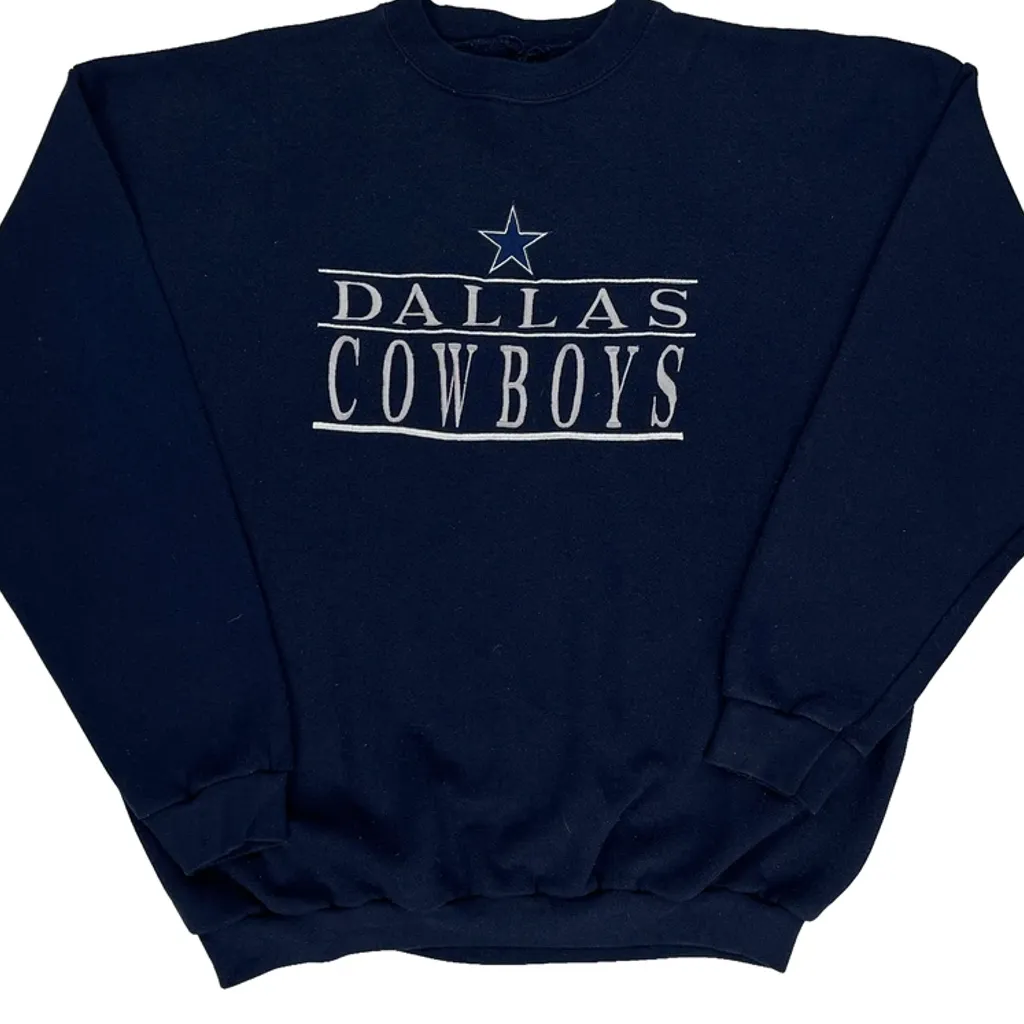 Dallas Cowboys Nfl Football Sweatshirt - Large Navy Cotton - Image 4