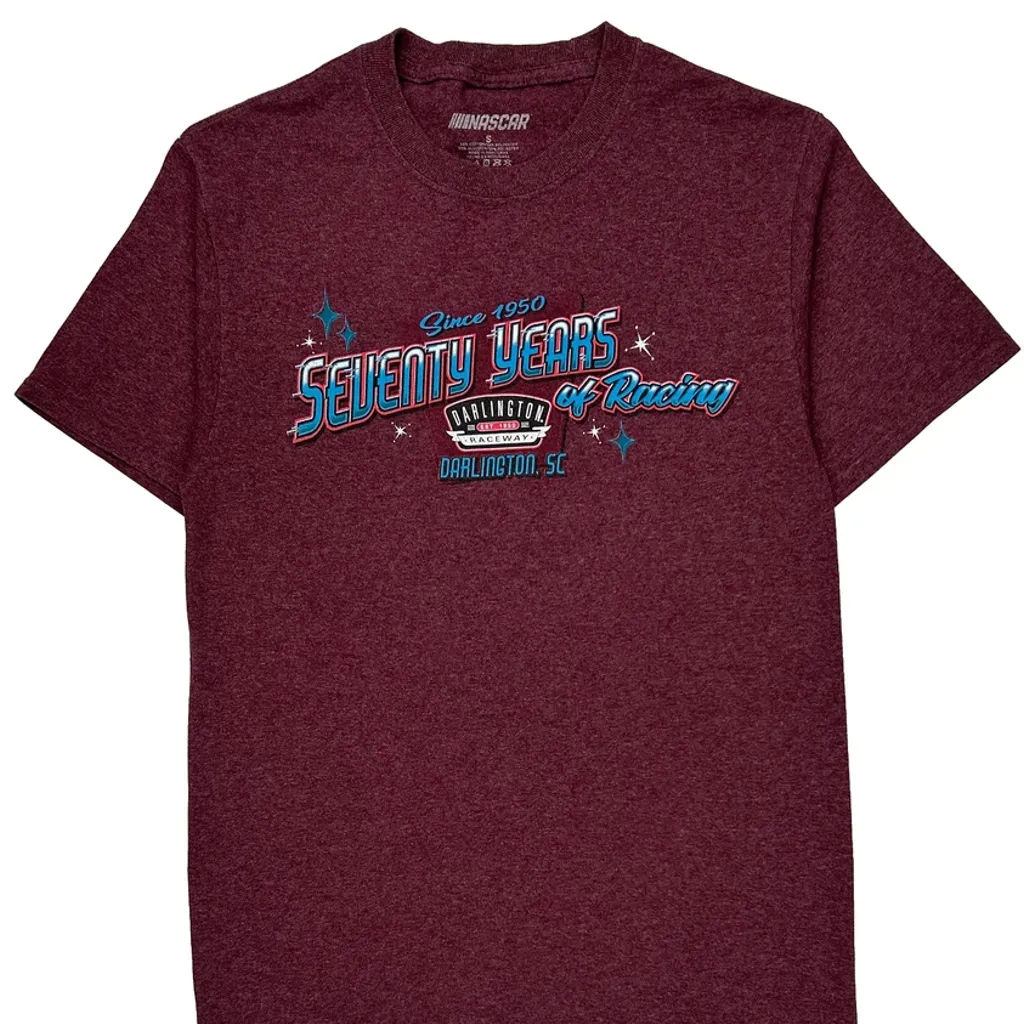 Darlington Raceway Nascar Graphic T-Shirt - Small Burgundy Cotton Blend - Image 5