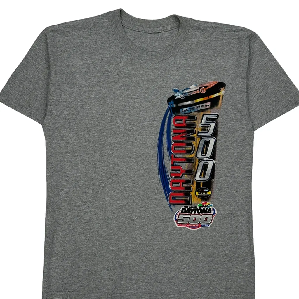 Daytona 500 Nascar Graphic T-Shirt - Small Grey Cotton - Image 5