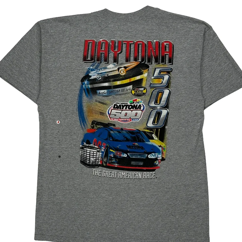 Daytona 500 Nascar Graphic T-Shirt - Small Grey Cotton - Image 8