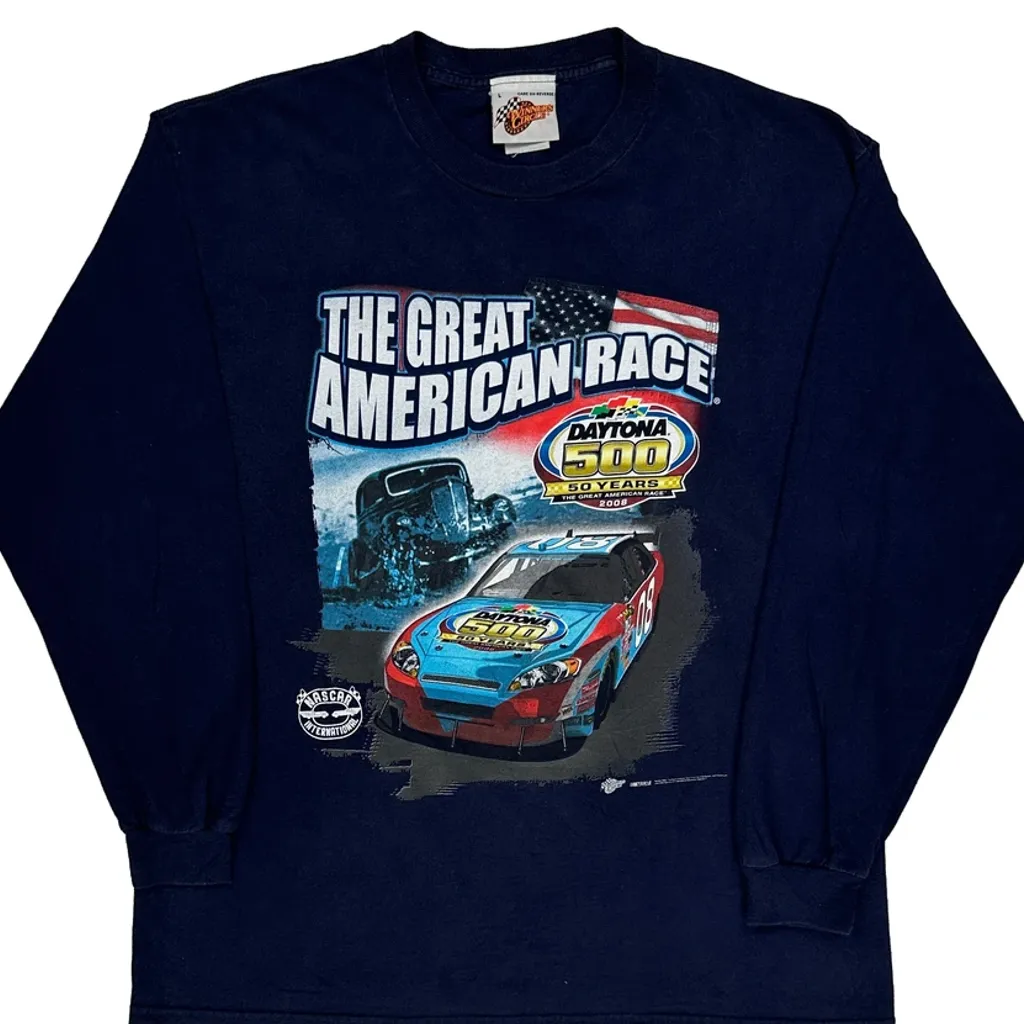 Daytona 500 Winners Circle Nascar Long Sleeve T-Shirt - Large Navy Cotton - Image 4