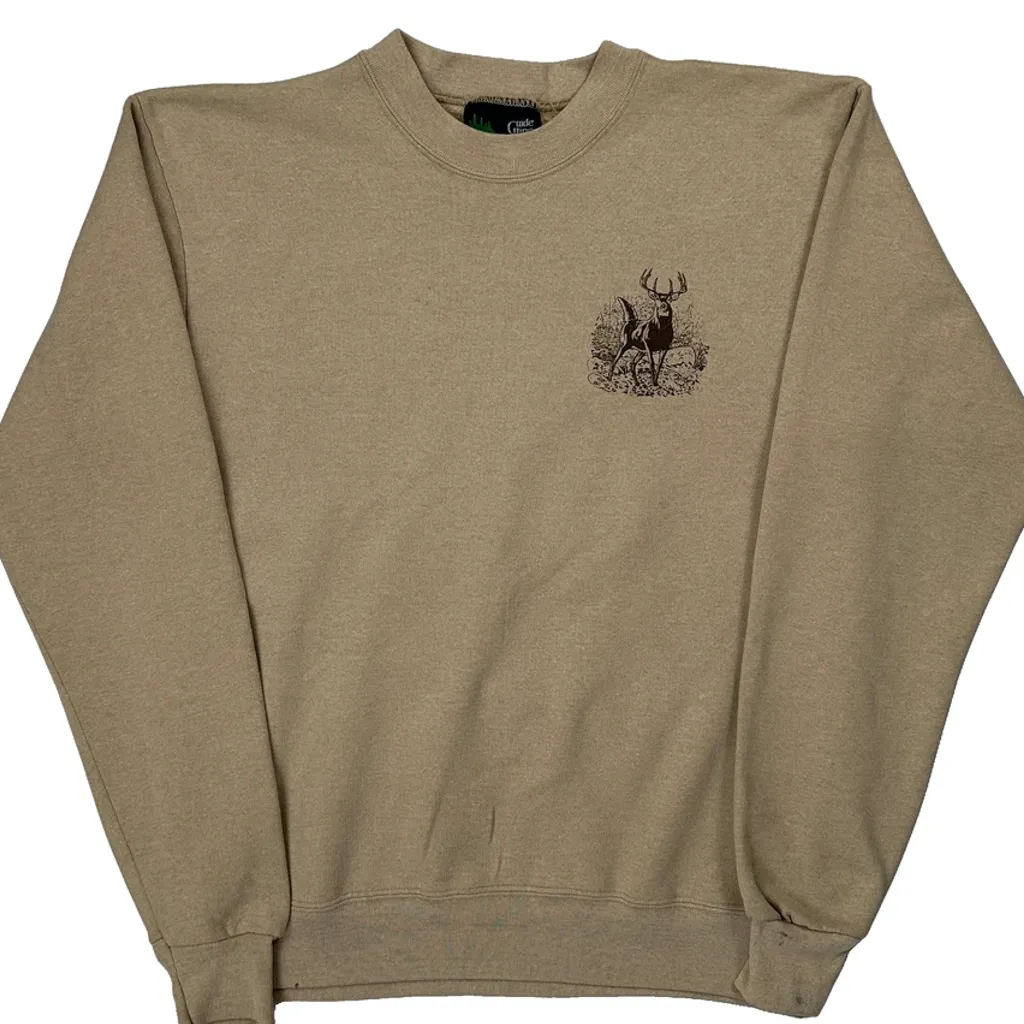 Deer Graphic Guide Line Graphic Sweatshirt - Large Beige Cotton - Image 5