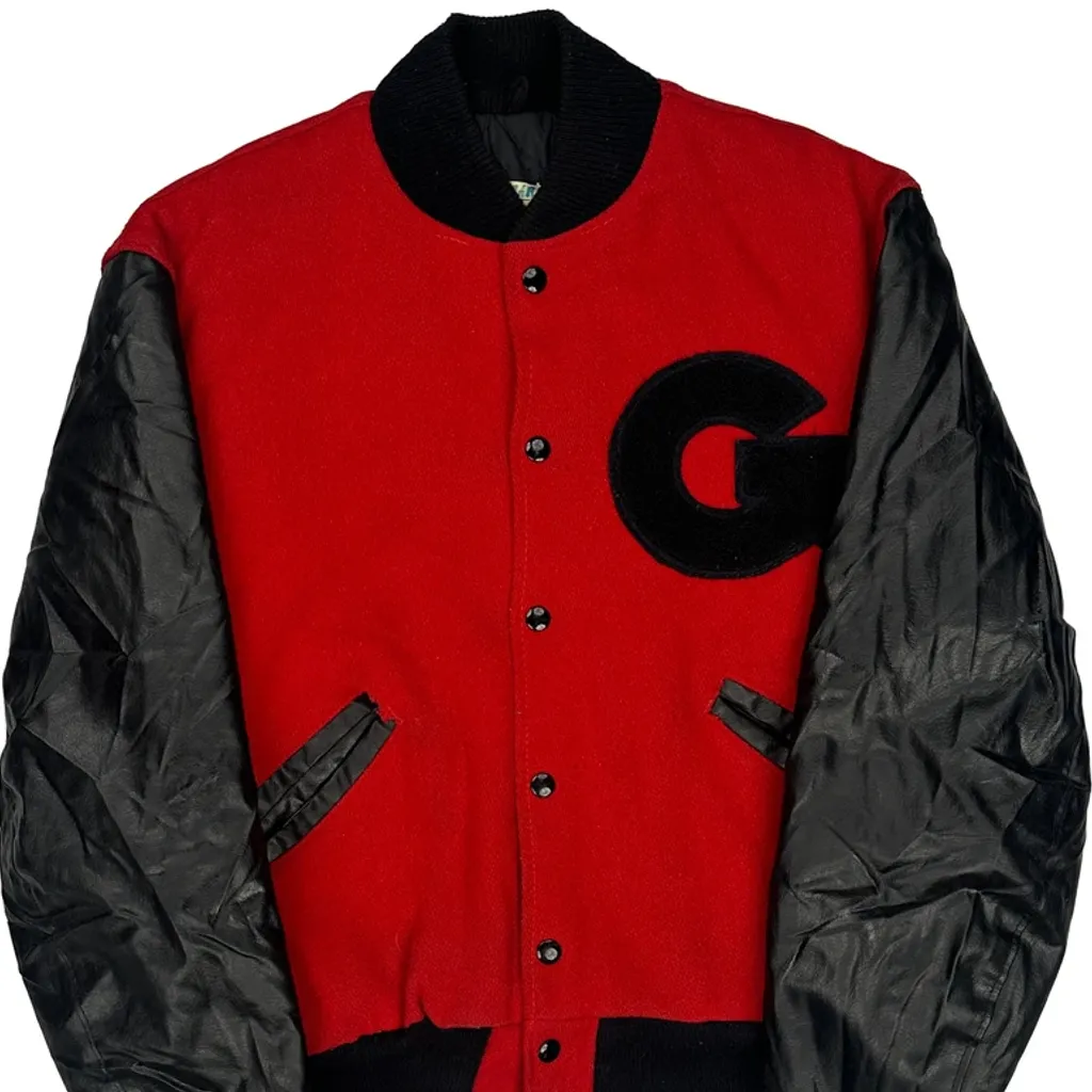 Delong College Varsity Jacket - Medium Red Wool Blend - Image 4