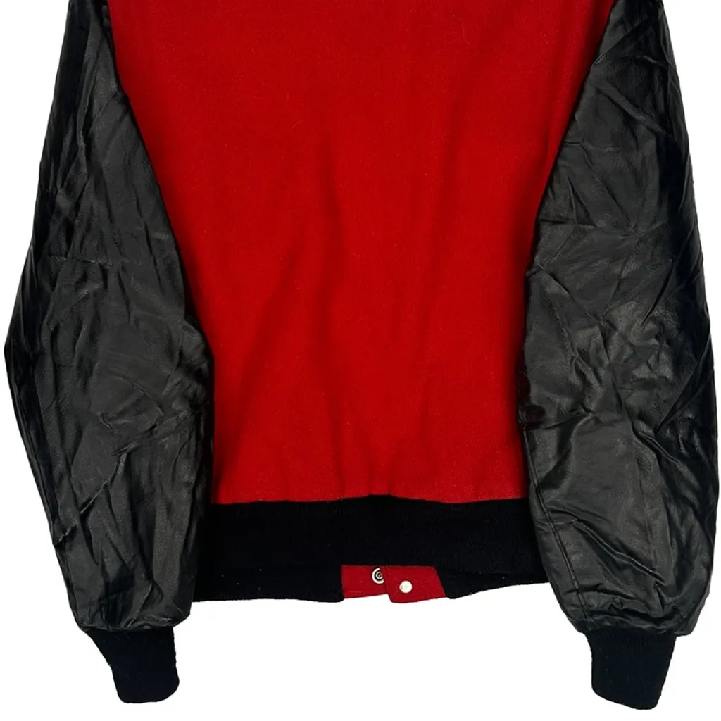 Delong College Varsity Jacket - Medium Red Wool Blend - Image 7