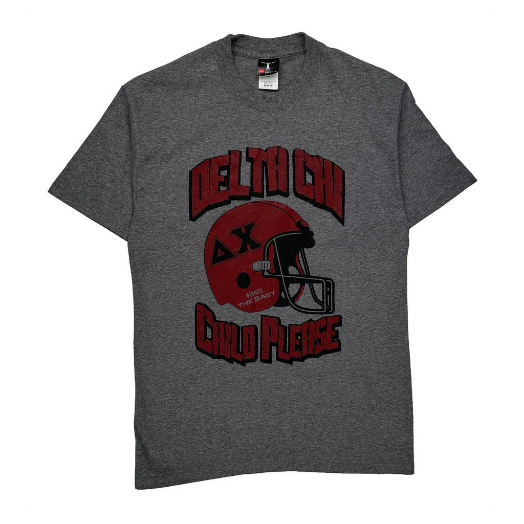 Delta Chi Hanes Graphic T-Shirt - Medium Grey Cotton Blend