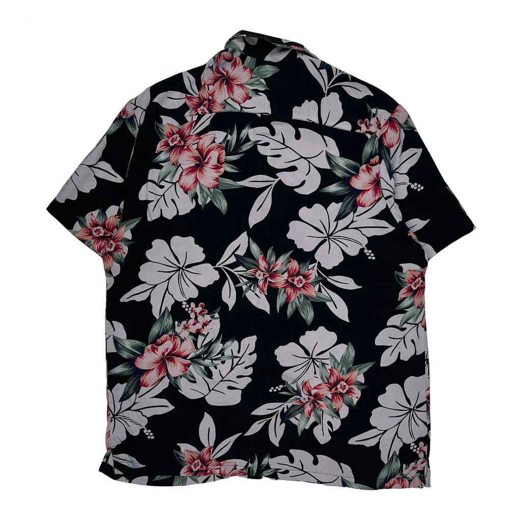 Denim & Flower Floral Hawaiian Shirt - XL Black Cotton - Image 2