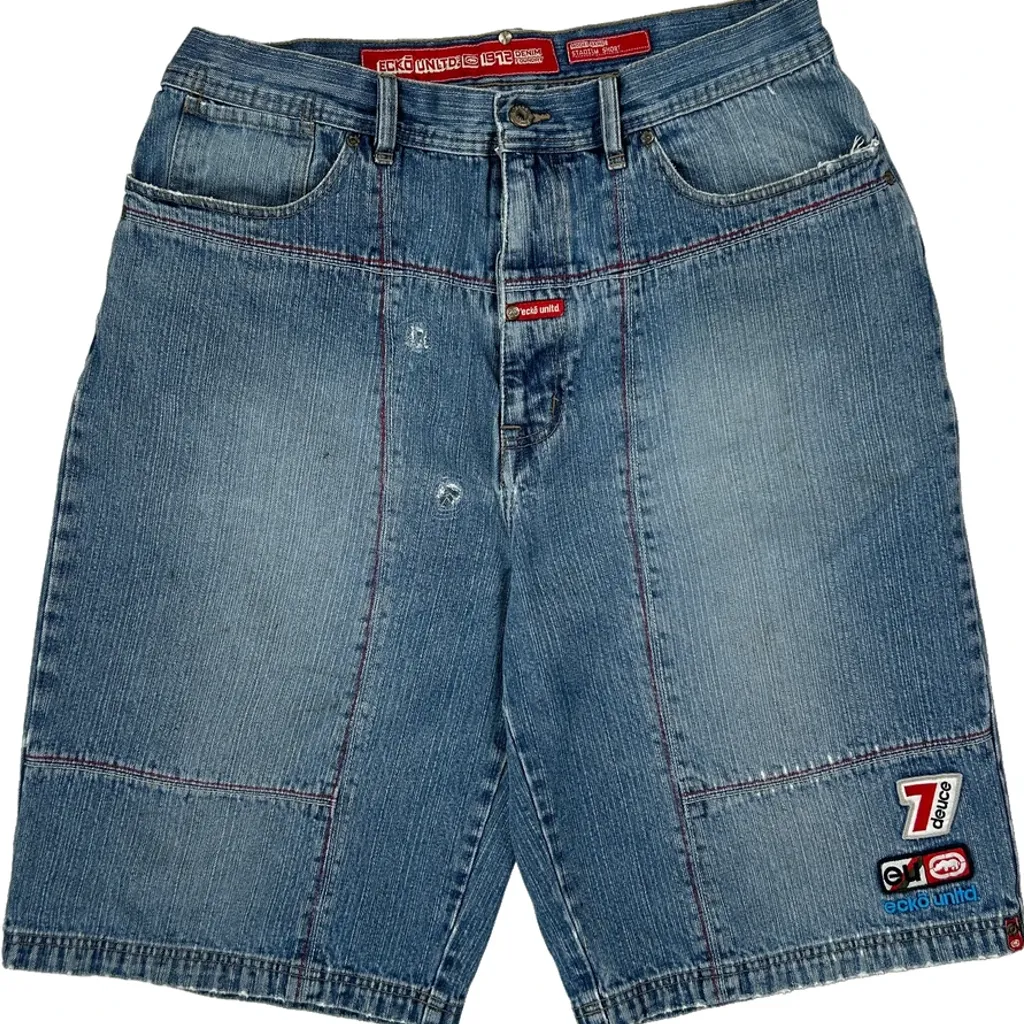 Denim Foundry Ecko Unltd Graphic Denim Shorts - 36W 11L Blue Cotton - Image 10