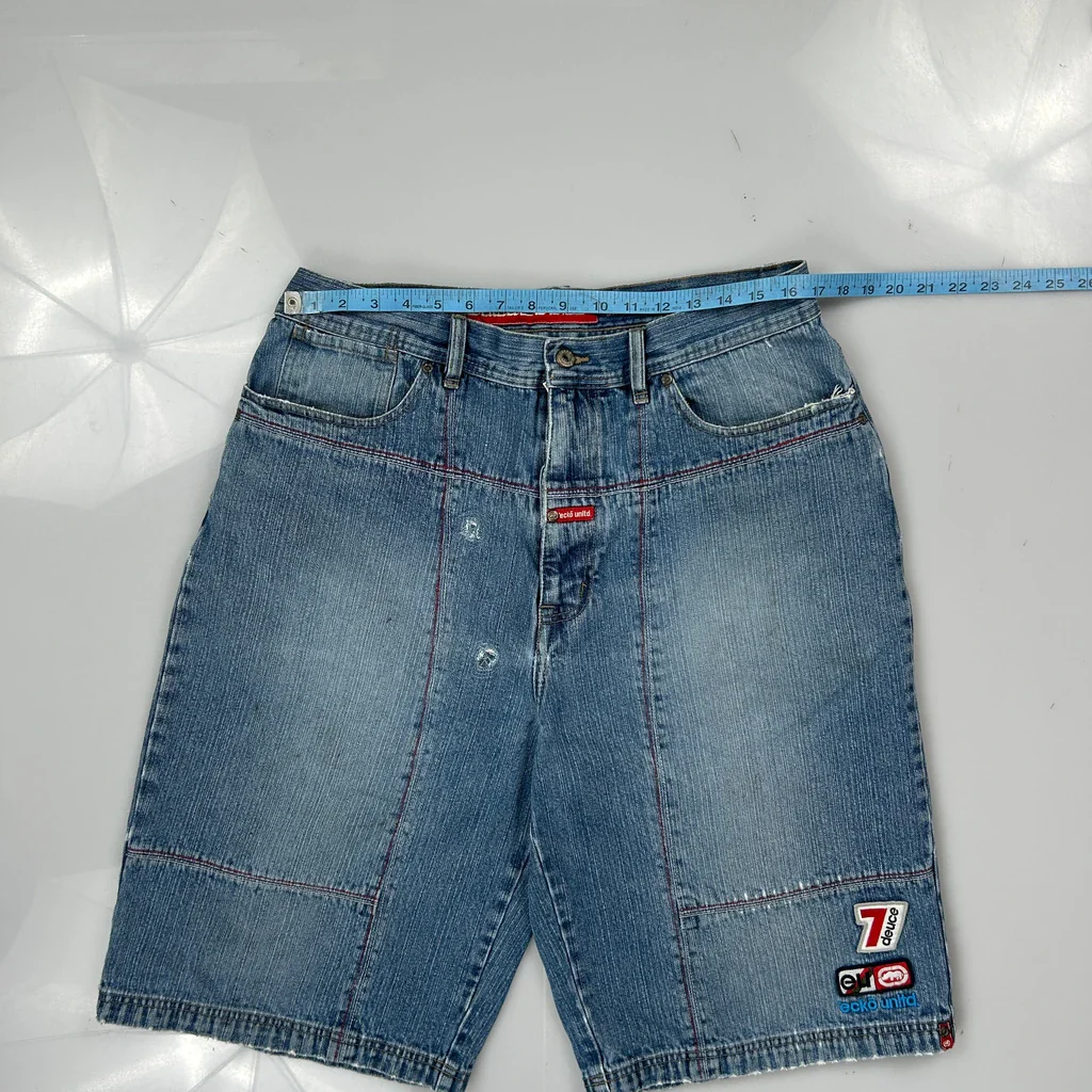Denim Foundry Ecko Unltd Graphic Denim Shorts - 36W 11L Blue Cotton - Image 3