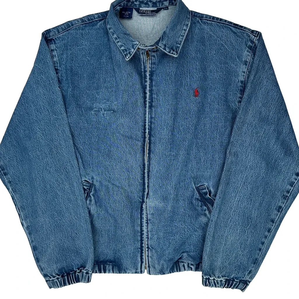 Denim Polo By Ralph Lauren Harrington Jacket - Large Blue Cotton - Image 4