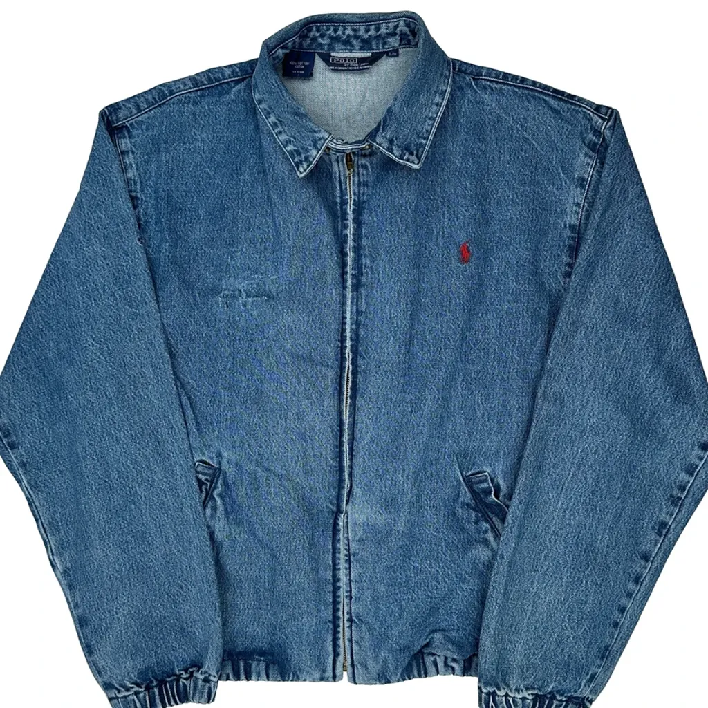 Denim Polo By Ralph Lauren Harrington Jacket - Large Blue Cotton - Image 5
