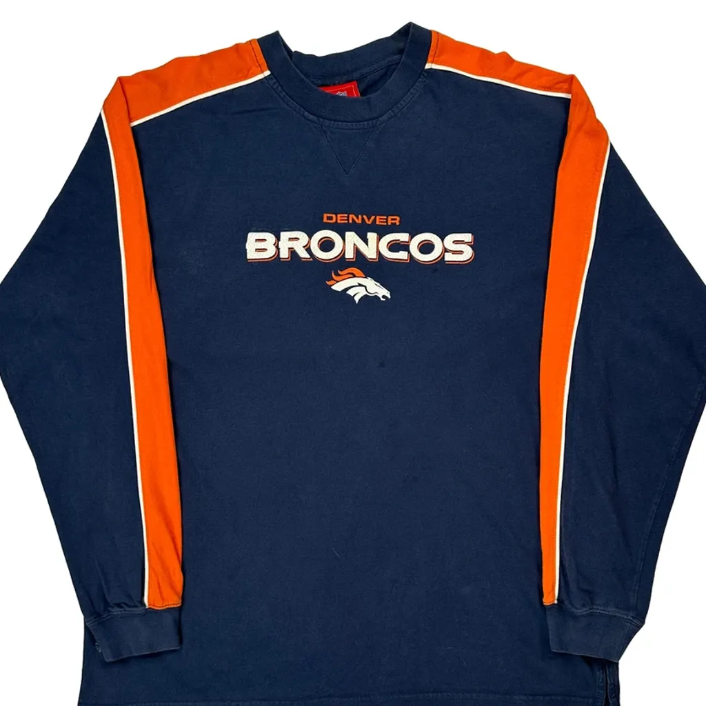 Denver Broncos Nfl Long Sleeve T-Shirt - XL Navy Cotton - Image 5