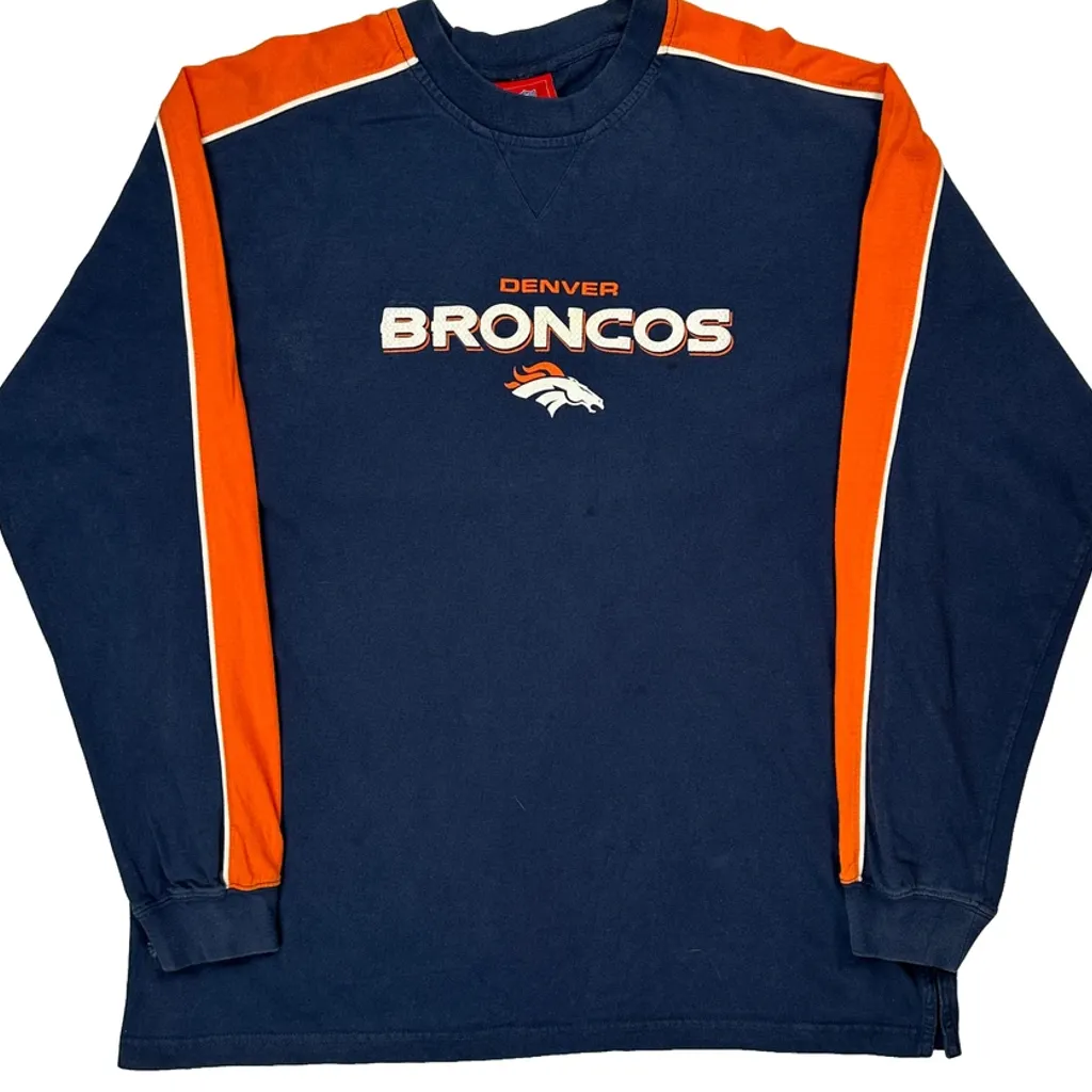 Denver Broncos Nfl Long Sleeve T-Shirt - XL Navy Cotton - Image 6