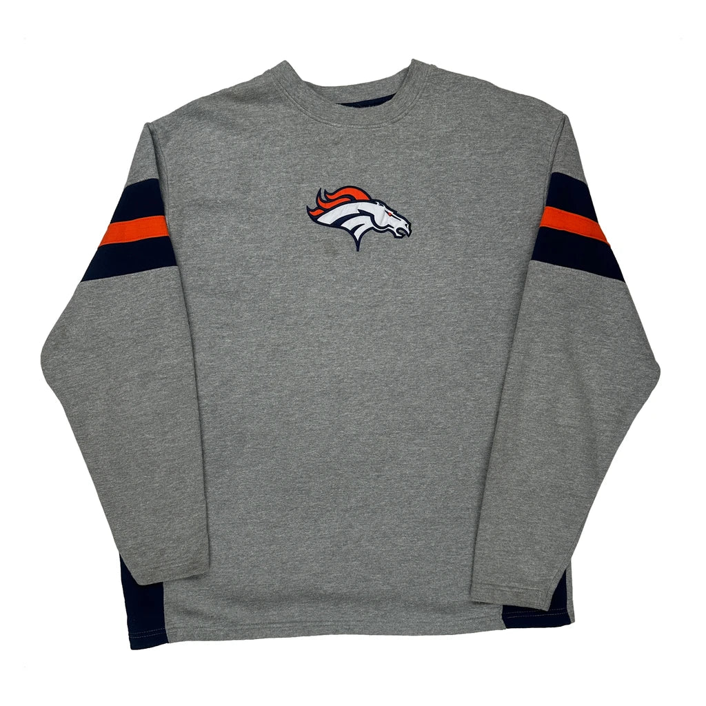 Denver Broncos Nfl Sweatshirt - Large Gray Cotton