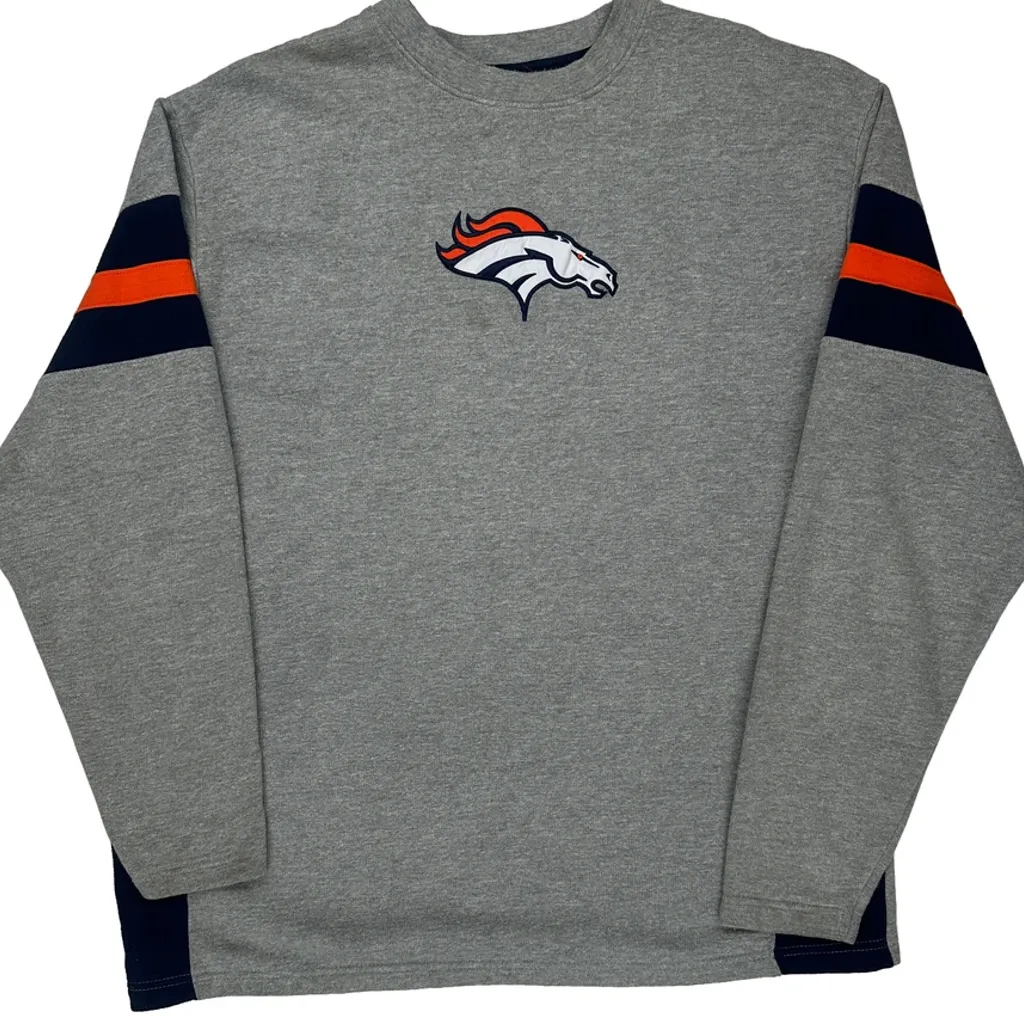Denver Broncos Nfl Sweatshirt - Large Gray Cotton - Image 4
