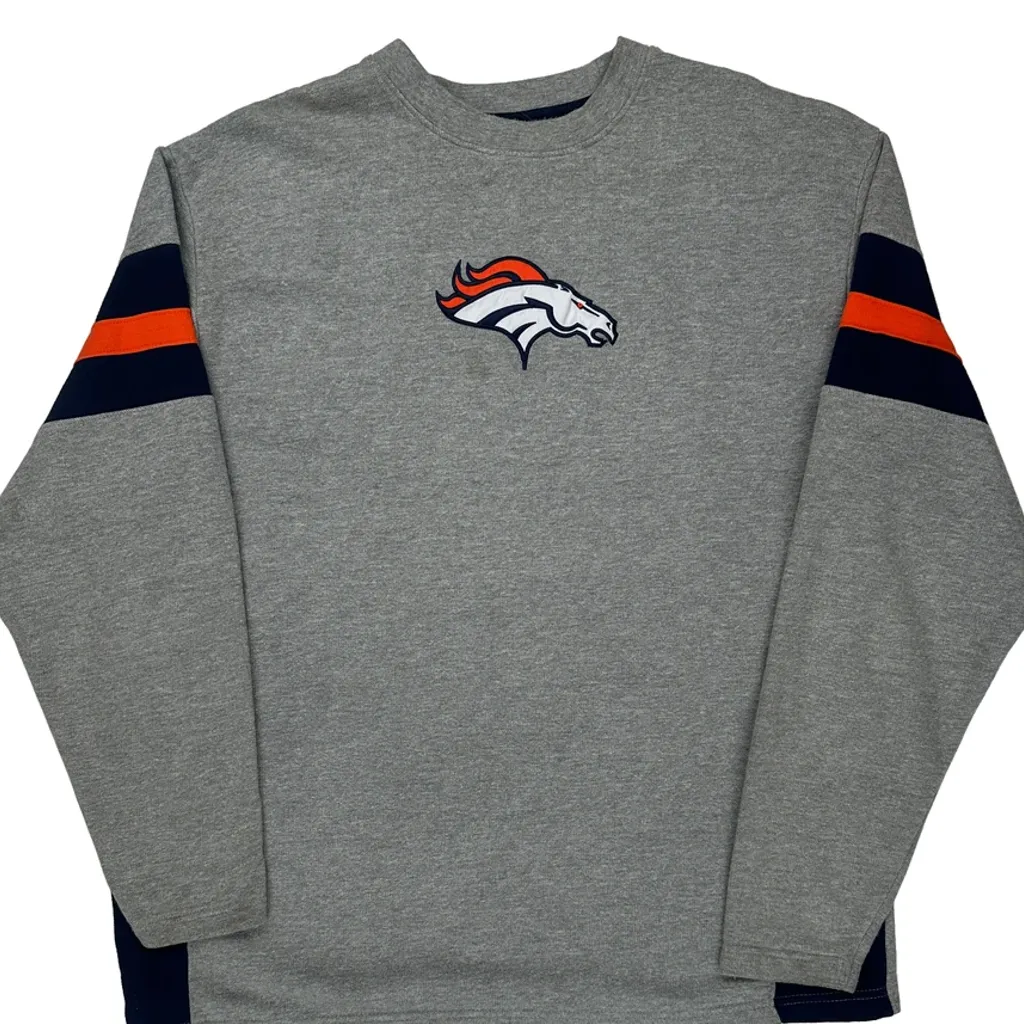 Denver Broncos Nfl Sweatshirt - Large Gray Cotton - Image 5