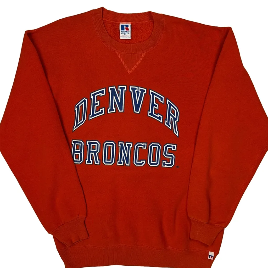 Denver Broncos Russell Athletic Football Sweatshirt - XL Orange Cotton - Image 4