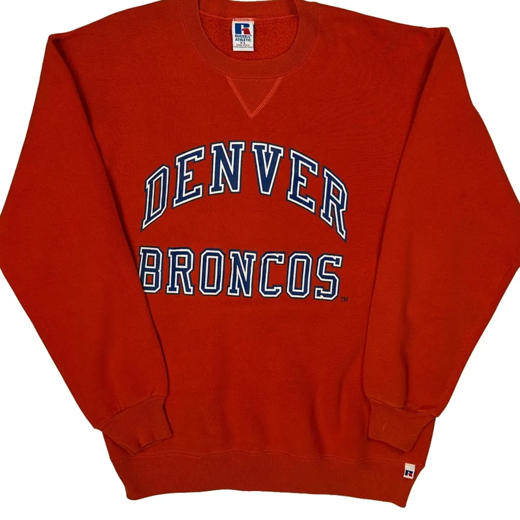 Denver Broncos Russell Athletic Football Sweatshirt - XL Orange Cotton - Image 5