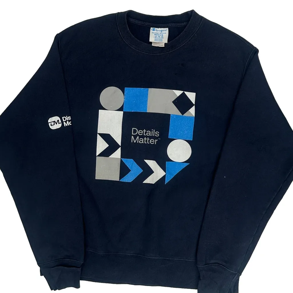 Details Matter Champion Graphic Sweatshirt - Medium Navy Cotton - Image 4