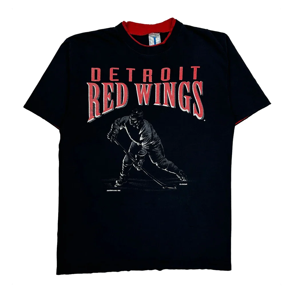 Detroit Red Wings Jostens Single Stitch T-Shirt - Large Black Cotton