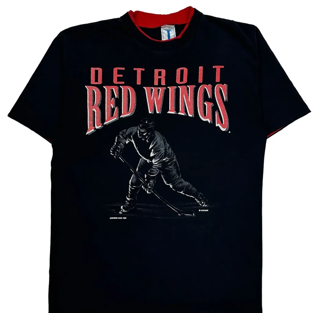 Detroit Red Wings Jostens Single Stitch T-Shirt - Large Black Cotton - Image 4
