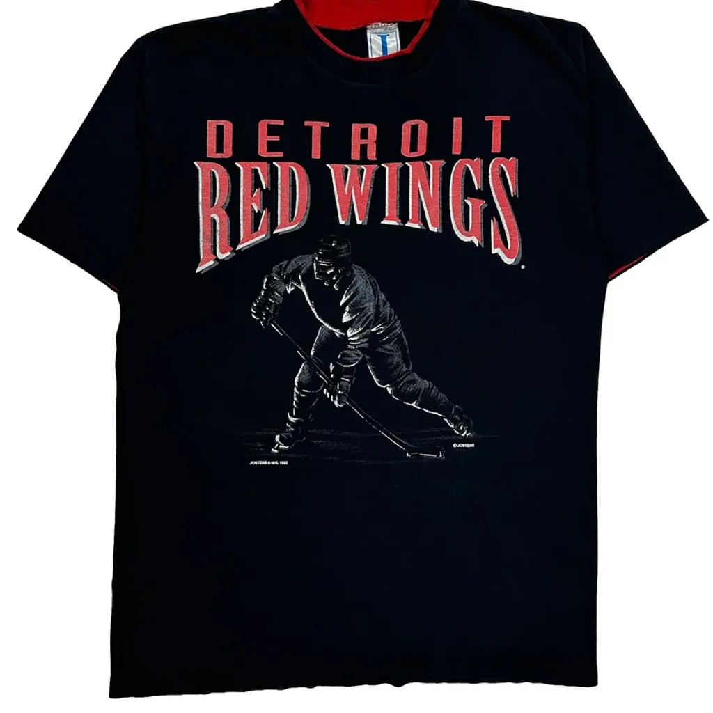 Detroit Red Wings Jostens Single Stitch T-Shirt - Large Black Cotton - Image 5
