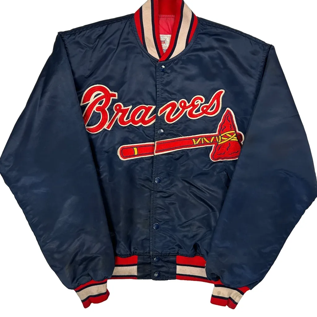 Diamond Collection Braves Starter Mlb Baseball Jacket - Large Blue Nylon - Image 4