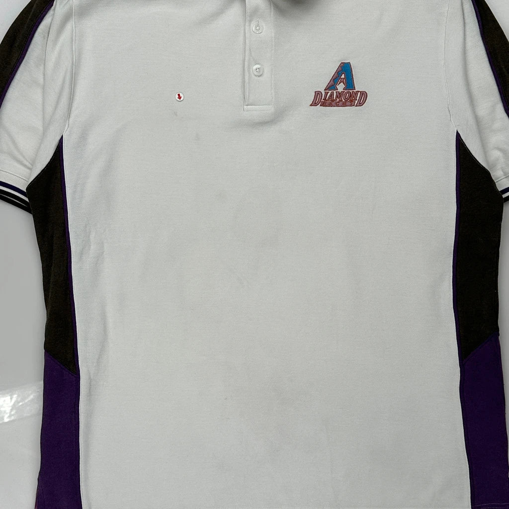 Diamondbacks Lee Sport Mlb Polo Shirt - Large White Cotton Blend - Image 3