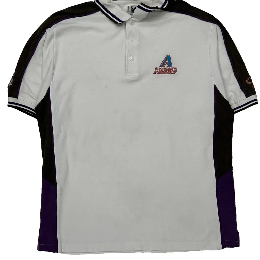 Diamondbacks Lee Sport Mlb Polo Shirt - Large White Cotton Blend - Image 7