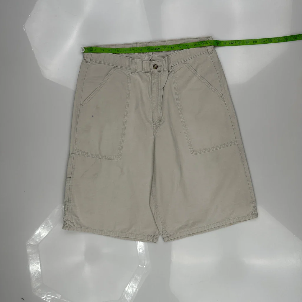 Dickies Baggy Fatigue Cargo Shorts - 34W 11L Beige Cotton - Image 3
