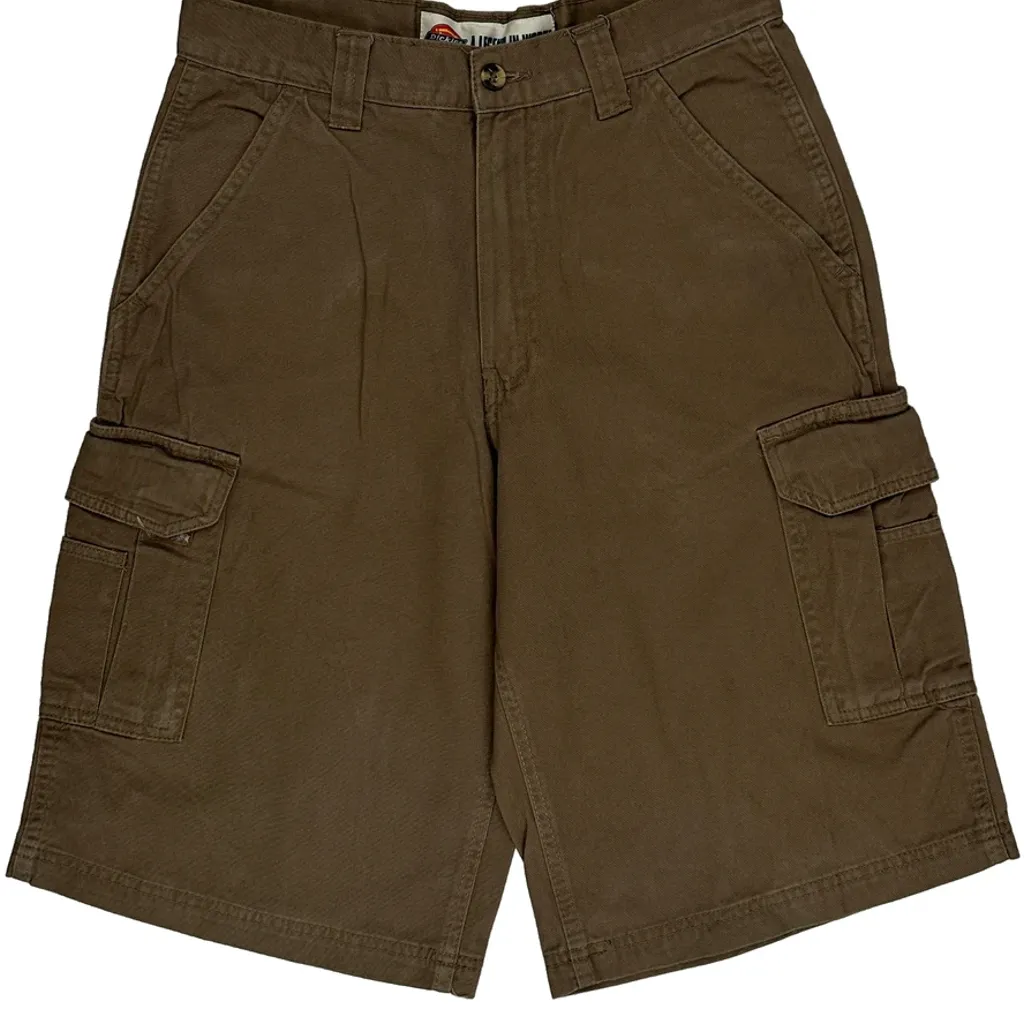 Dickies Baggy Cargo Shorts - 29W 13L Brown Cotton - Image 10