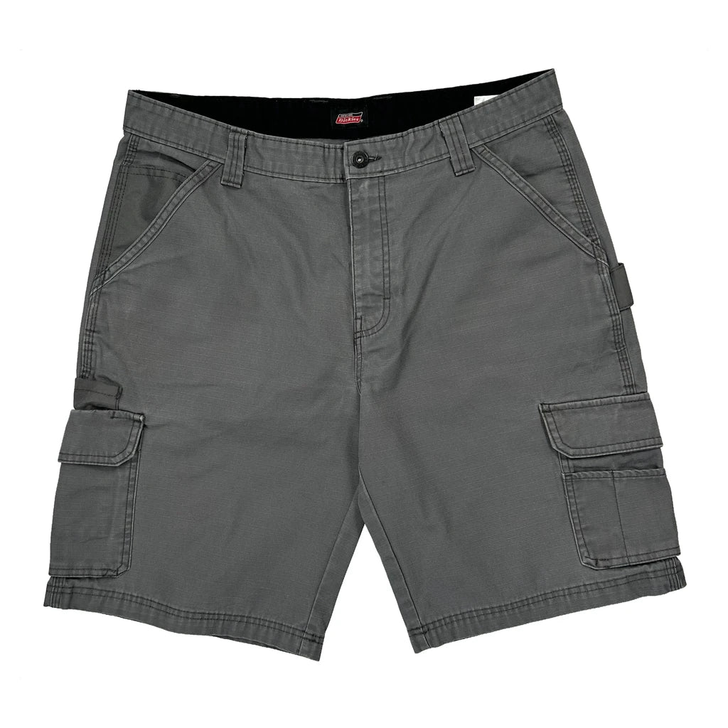 Dickies Baggy Cargo Shorts - 34W 11L Grey Cotton Blend - Image 2