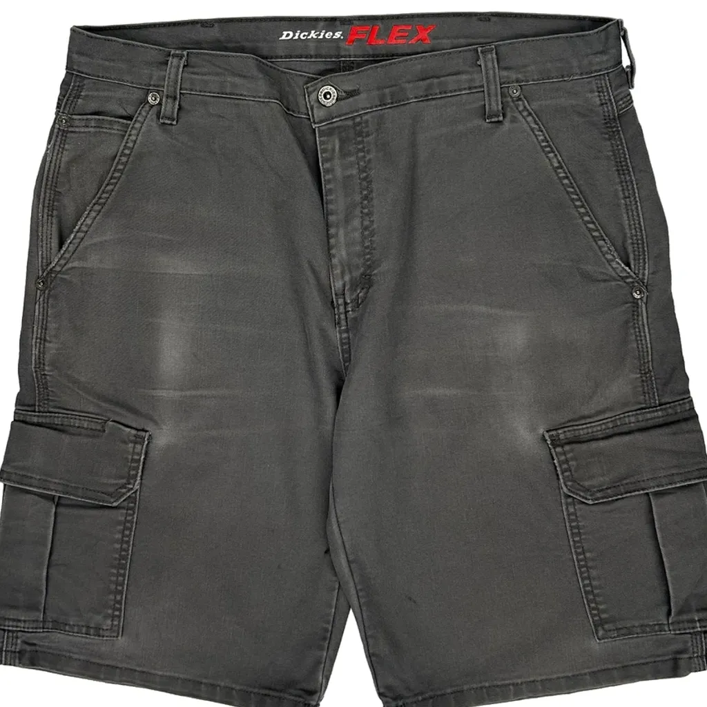 Dickies Baggy Cargo Shorts - 36W 11L Grey Cotton Blend - Image 9
