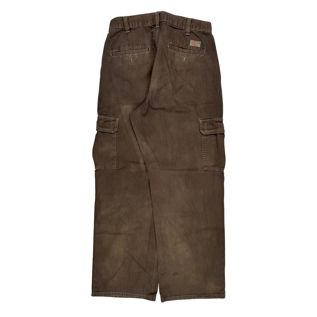Dickies Baggy Loose Fit Cargo Trousers - 31W 30L Brown Cotton